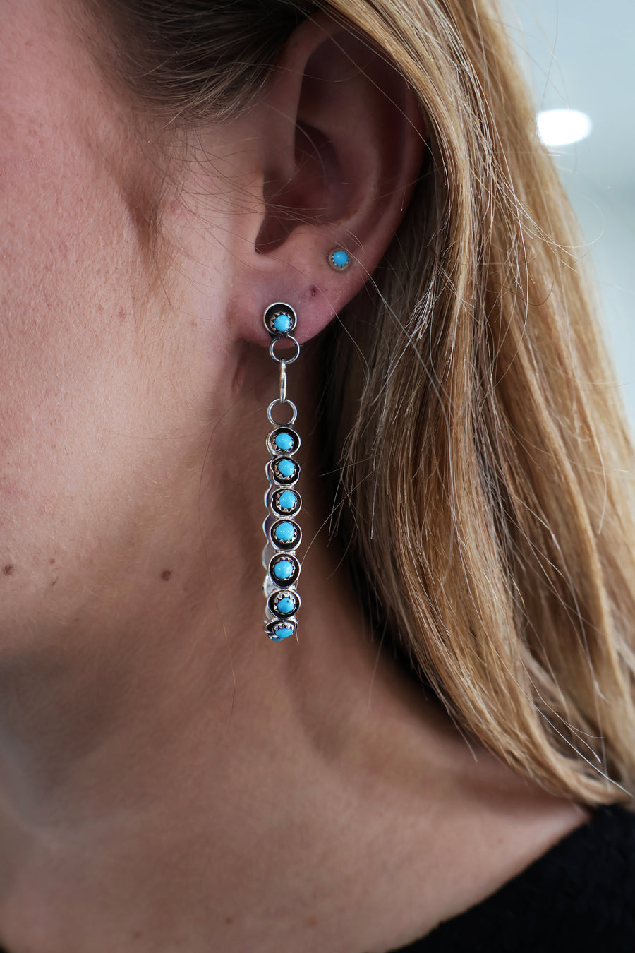 Turquoise Drop Hoops - Small