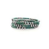 5mm Navajo Pearl Memory Wire Bracelet - Green Turquoise