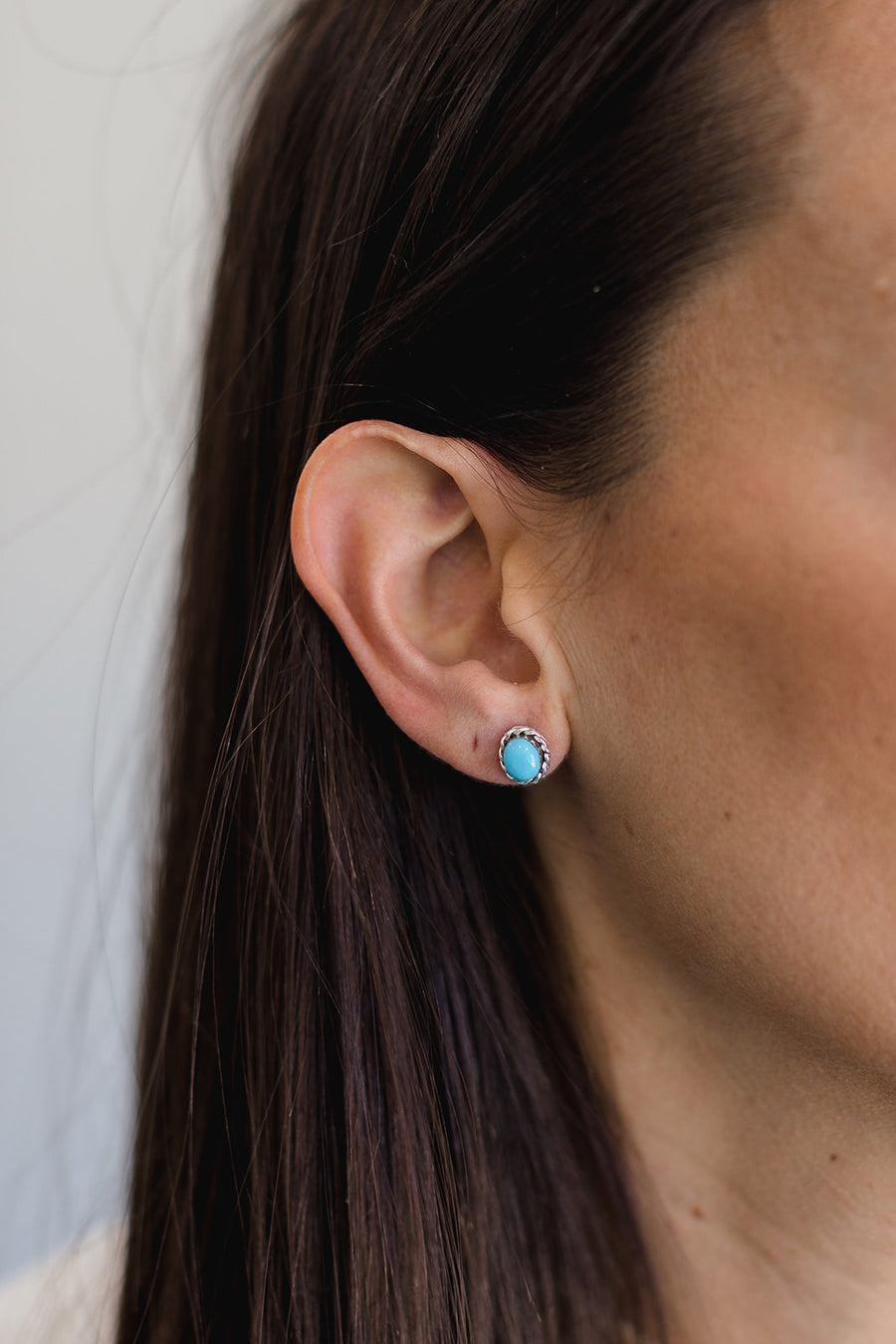 Double Twist Oval Studs - Turquoise