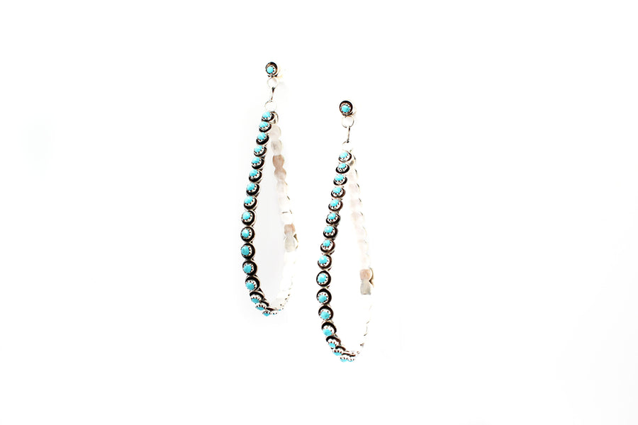 Turquoise Drop Hoops - Extra Large