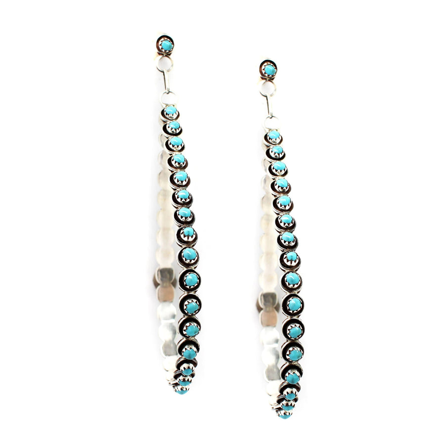 Turquoise Drop Hoops - Large