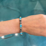 Navajo Pearl Stretch Bracelet - Larimar & Turquoise