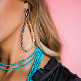The Post Zuni Teardrop Hoops-Turquoise: 4"